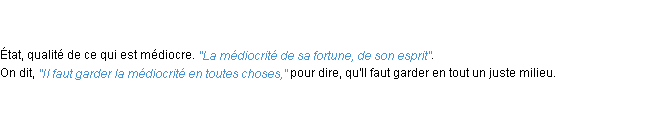 Définition médiocrité ACAD 1798