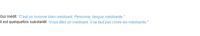 Définition médisant ACAD 1835