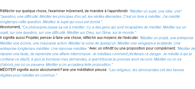 Définition méditer ACAD 1932