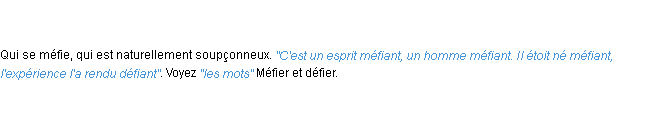 Définition méfiant ACAD 1798