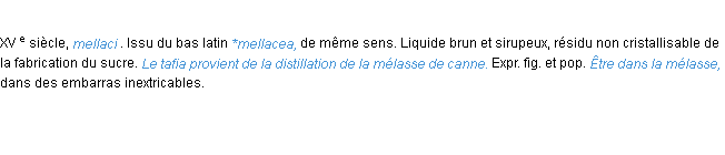 Définition mélasse ACAD 1986