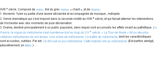 Définition mélodrame ACAD 1986