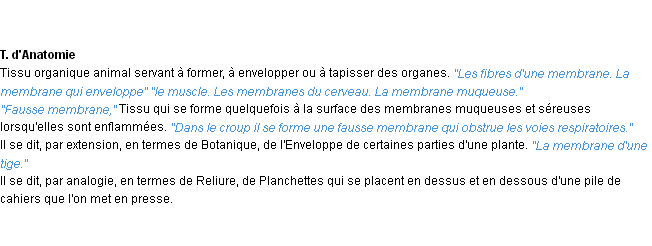 Définition membrane ACAD 1932