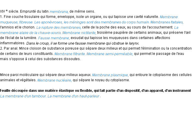Définition membrane ACAD 1986