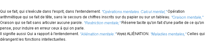 Définition mental ACAD 1932