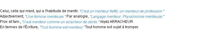 Définition menteur ACAD 1932