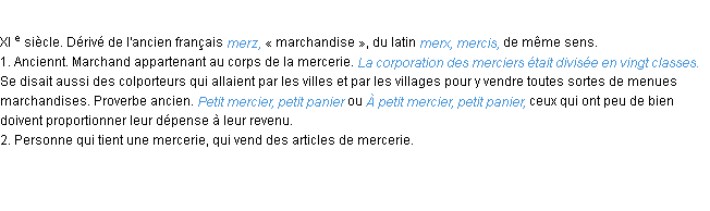 Définition mercier ACAD 1986