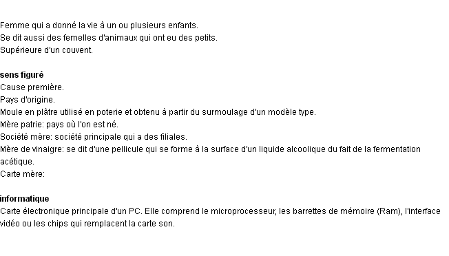 Définition mère