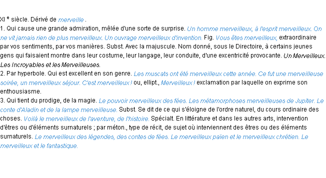Définition merveilleux ACAD 1986