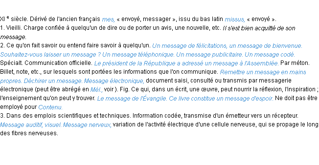 Définition message ACAD 1986