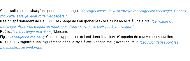 Définition messager ACAD 1932