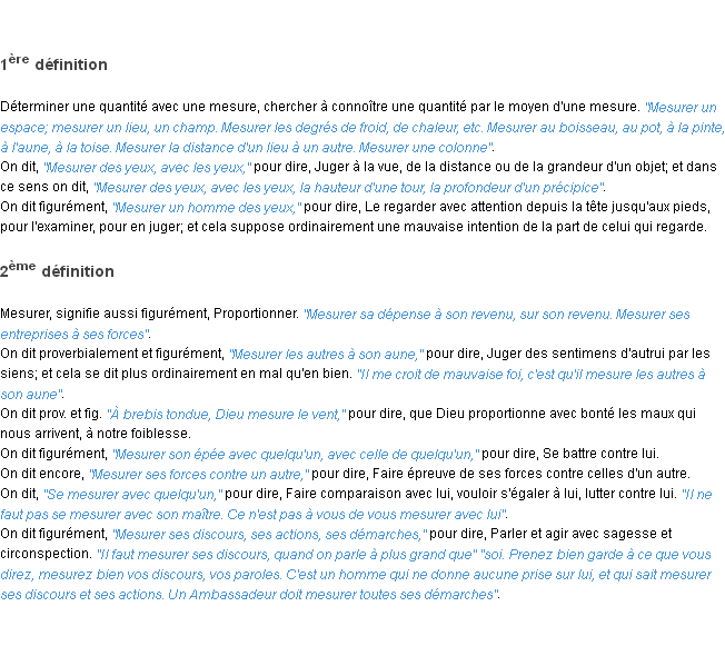 Définition mesurer ACAD 1798