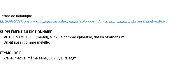 Définition métel Emile Littré
