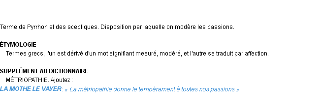 Définition métriopathie Emile Littré