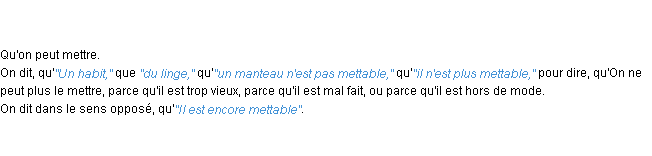 Définition mettable ACAD 1798