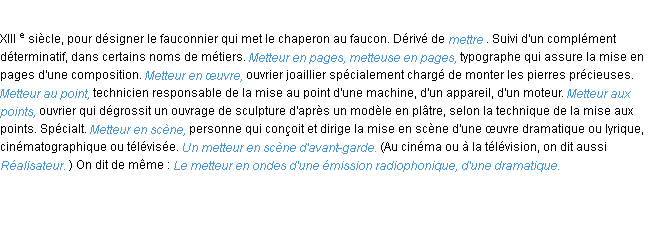 Définition metteur ACAD 1986