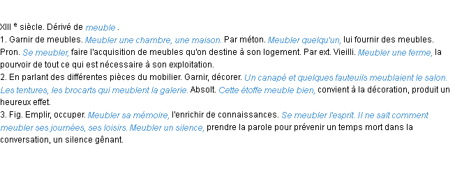 Définition meubler ACAD 1986