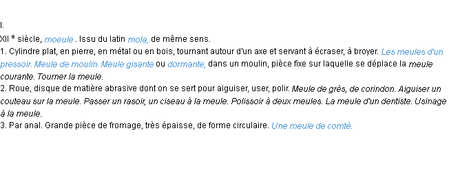 Définition meule ACAD 1986