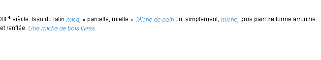 Définition miche ACAD 1986