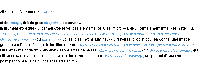 Définition microscope ACAD 1986