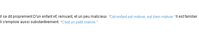 Définition mièvre ACAD 1835