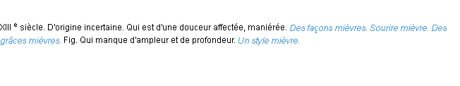 Définition mièvre ACAD 1986