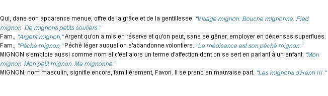 Définition mignon ACAD 1932