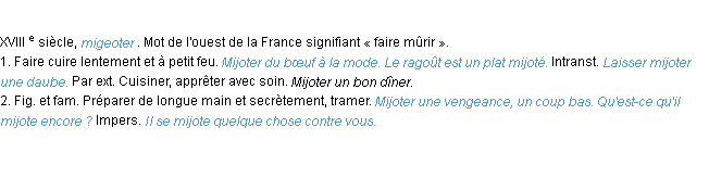 Définition mijoter ACAD 1986