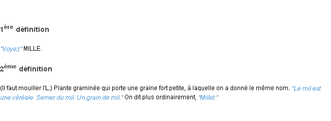 Définition mil ACAD 1835