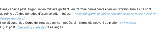 Définition milice ACAD 1932