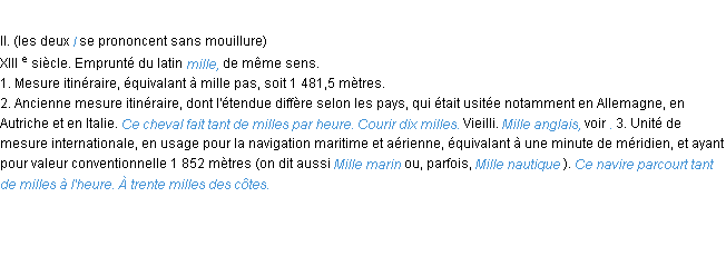 Définition mille ACAD 1986