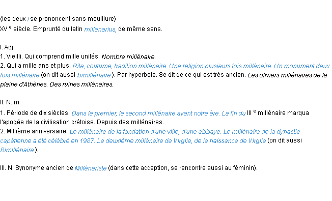Définition millénaire ACAD 1986