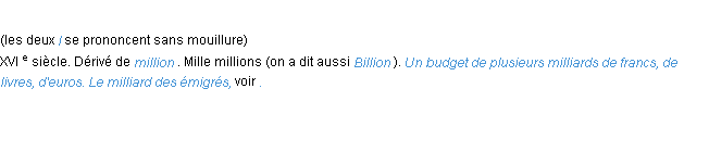 Définition milliard ACAD 1986