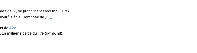 Définition millilitre ACAD 1986