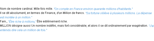 Définition million ACAD 1932