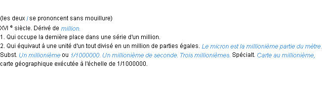 Définition millionième ACAD 1986