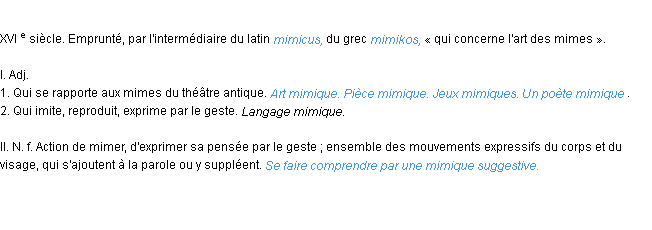 Définition mimique ACAD 1986