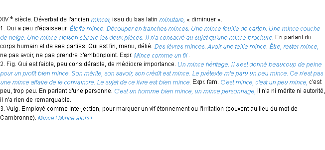 Définition mince ACAD 1986