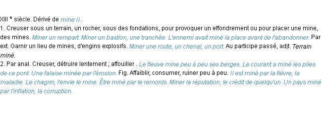 Définition miner ACAD 1986