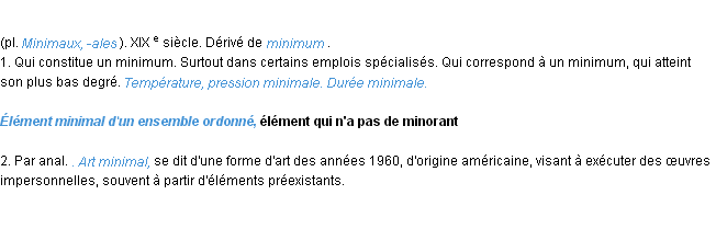 Définition minimal ACAD 1986