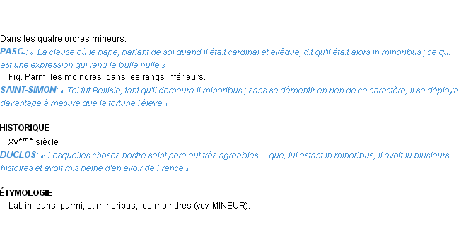 Définition minoribus Emile Littré