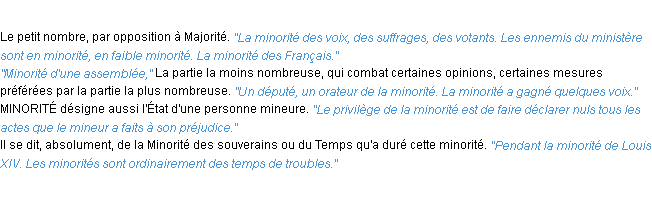 Définition minorité ACAD 1932