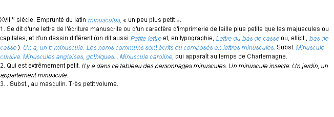 Définition minuscule ACAD 1986