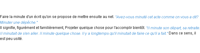 Définition minuter ACAD 1835