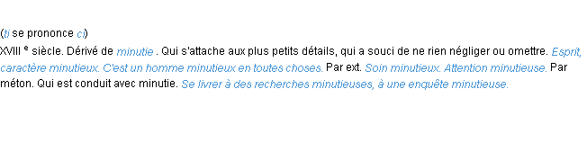 Définition minutieux ACAD 1986