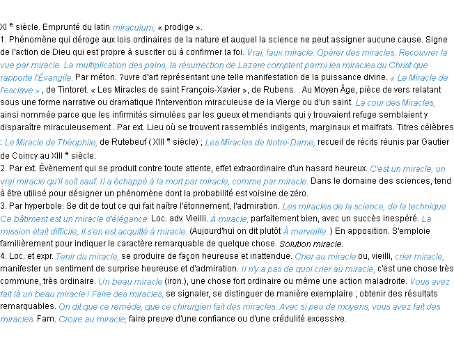 Définition miracle ACAD 1986