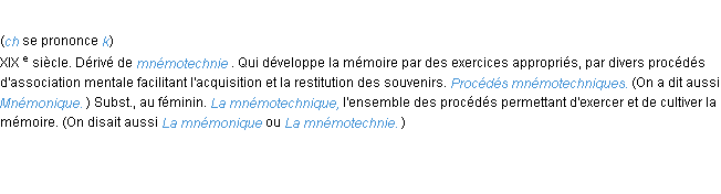 Définition mnémotechnique ACAD 1986