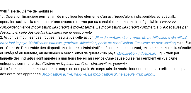 Définition mobilisation ACAD 1986