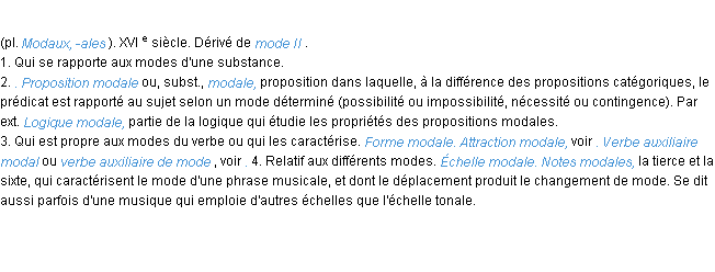 Définition modal ACAD 1986