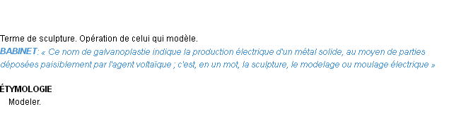 Définition modelage Emile Littré